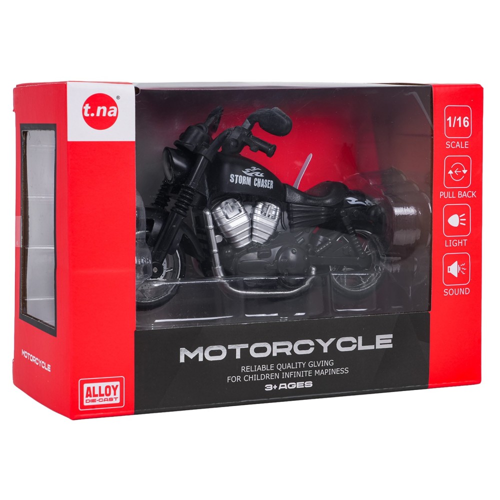 JOKO Kovový Model Motorka Storm Chaser 1:16 so svetlom a zvukom, čierna