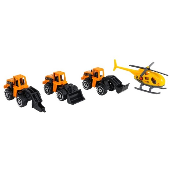 JOKO Sada Parkovisko so Žeriavom, Heliportom + 3 Stavebné Autá, Vrtulník