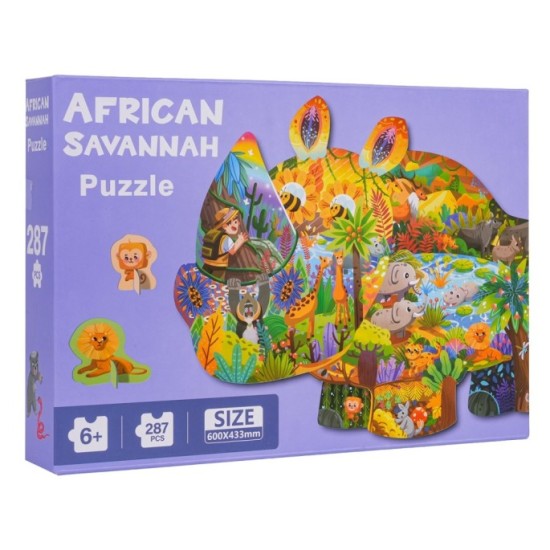 JOKO Puzzle Safari Jednorožec 287ks + 3D zvieratká Lev, Opica