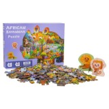 JOKO Puzzle Safari Jednorožec 287ks + 3D zvieratká Lev, Opica