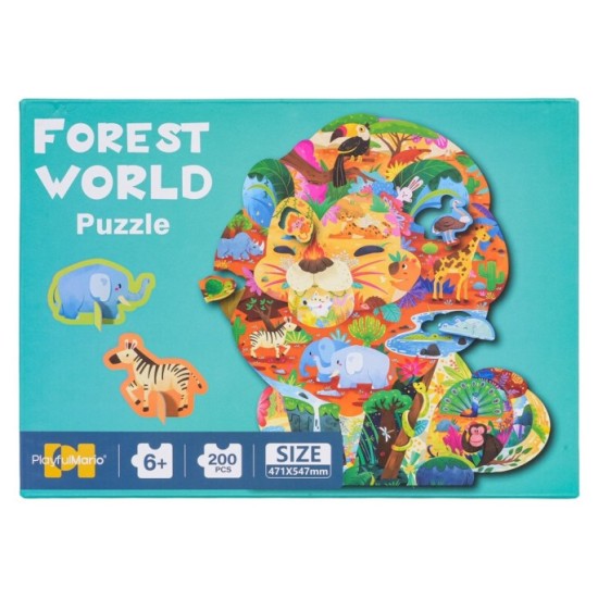 JOKO Puzzle Safari Lev 200ks + 3D zvieratká Slon, Zebra