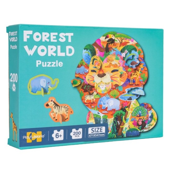 JOKO Puzzle Safari Lev 200ks + 3D zvieratká Slon, Zebra