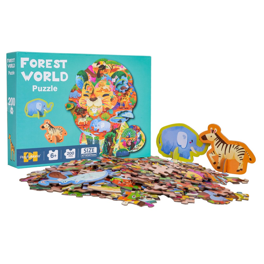 JOKO Puzzle Safari Lev 200ks + 3D zvieratká Slon, Zebra