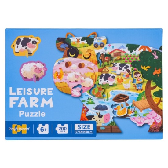 JOKO Puzzle Farma Kravička 200ks + 3D Zvieratká Krava, Ovečka