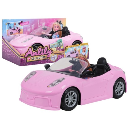 Anlily Auto Kabriolet pre bábiky Barbie, ružové