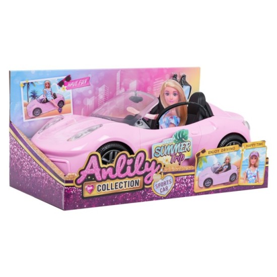 Anlily Auto Kabriolet pre bábiky Barbie, ružové