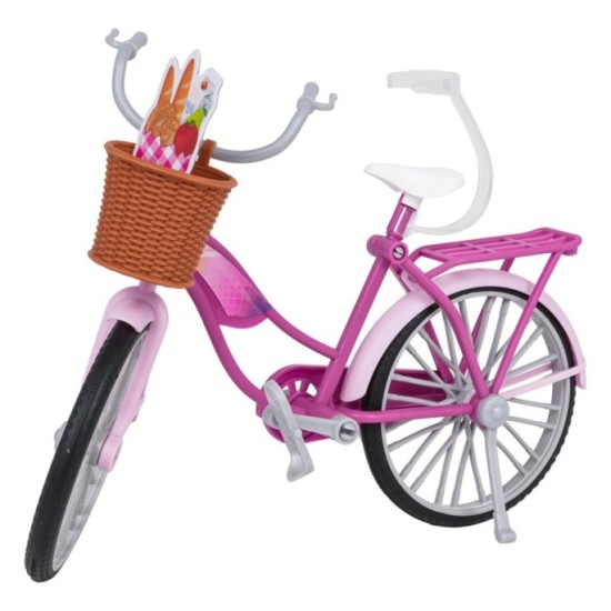 Anlily Bycikel s košíkom pre bábiky Barbie so Šiltom, ružový