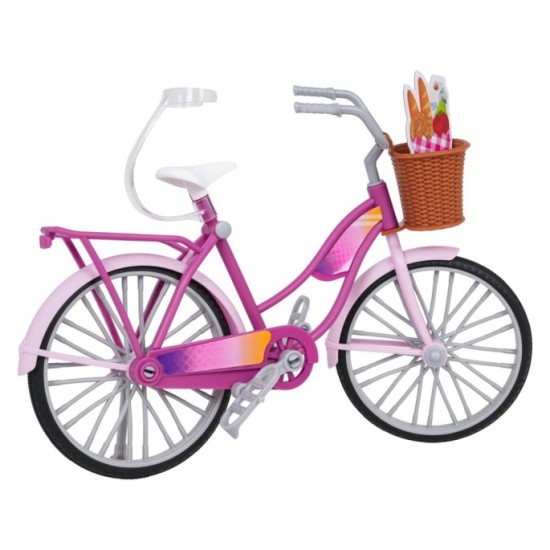 Anlily Bycikel s košíkom pre bábiky Barbie so Šiltom, ružový