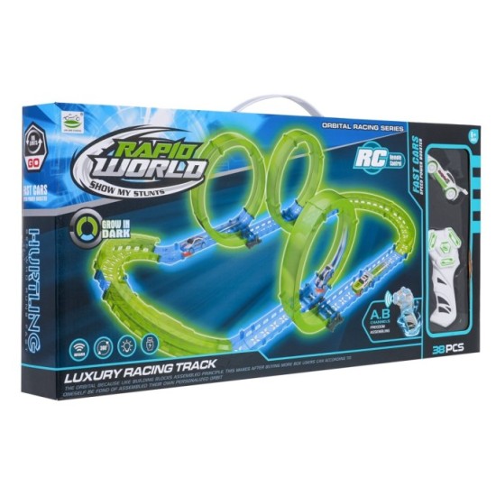 JOKO RC Fluorescenčná Autodráha, svieti v tme + auto s LED svetlom na diaľkové ovládanie