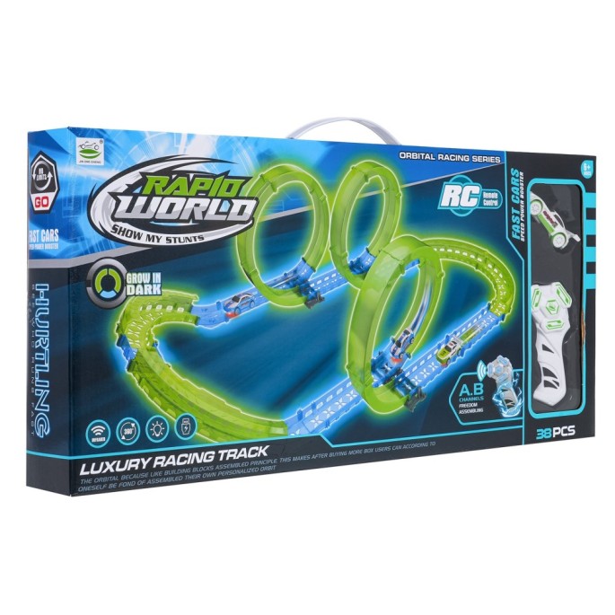 JOKO RC Fluorescenčná Autodráha, svieti v tme + auto s LED svetlom na diaľkové ovládanie
