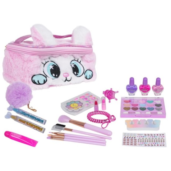 JOKO MEGA Detská Make up sada s Umelými nechtami, náramok, prsteň, laky na nechty + Plyšová Kozmetická Taška Mačička
