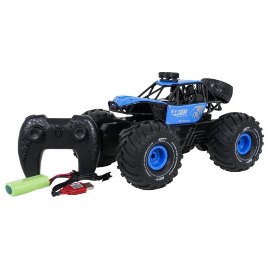 JOKO RC Veľké Kovové Auto Crawler 4x4 LION s veľkými kolesami na diaľkové ovládanie, modré