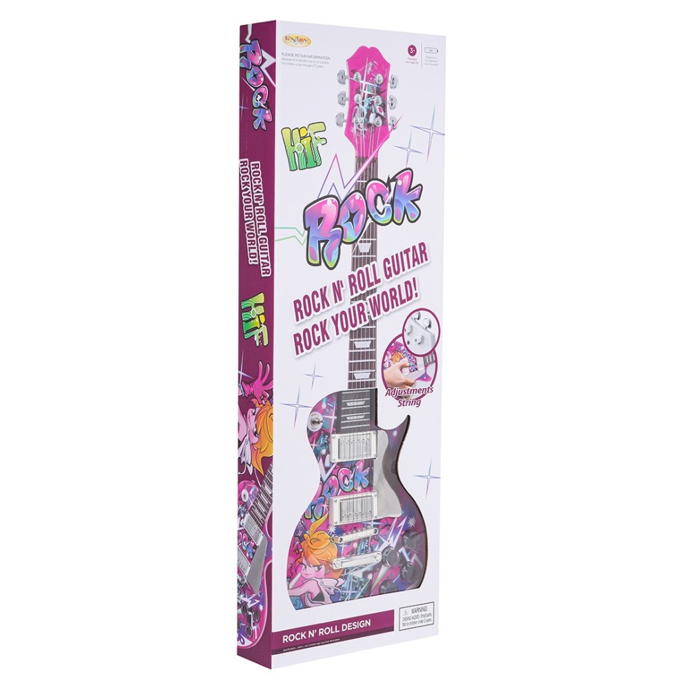 JOKO Detská Elektrická Gitara s mikfrofónom, ružová