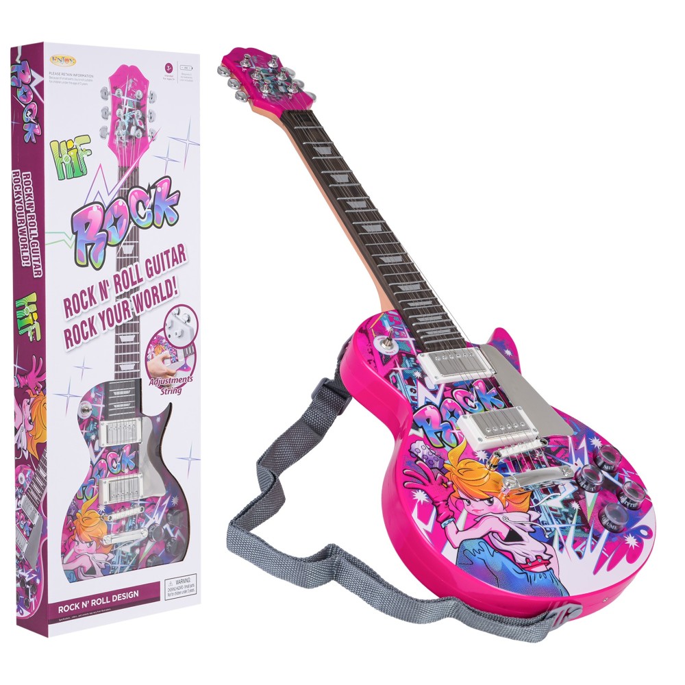 JOKO Detská Elektrická Gitara s mikfrofónom, ružová