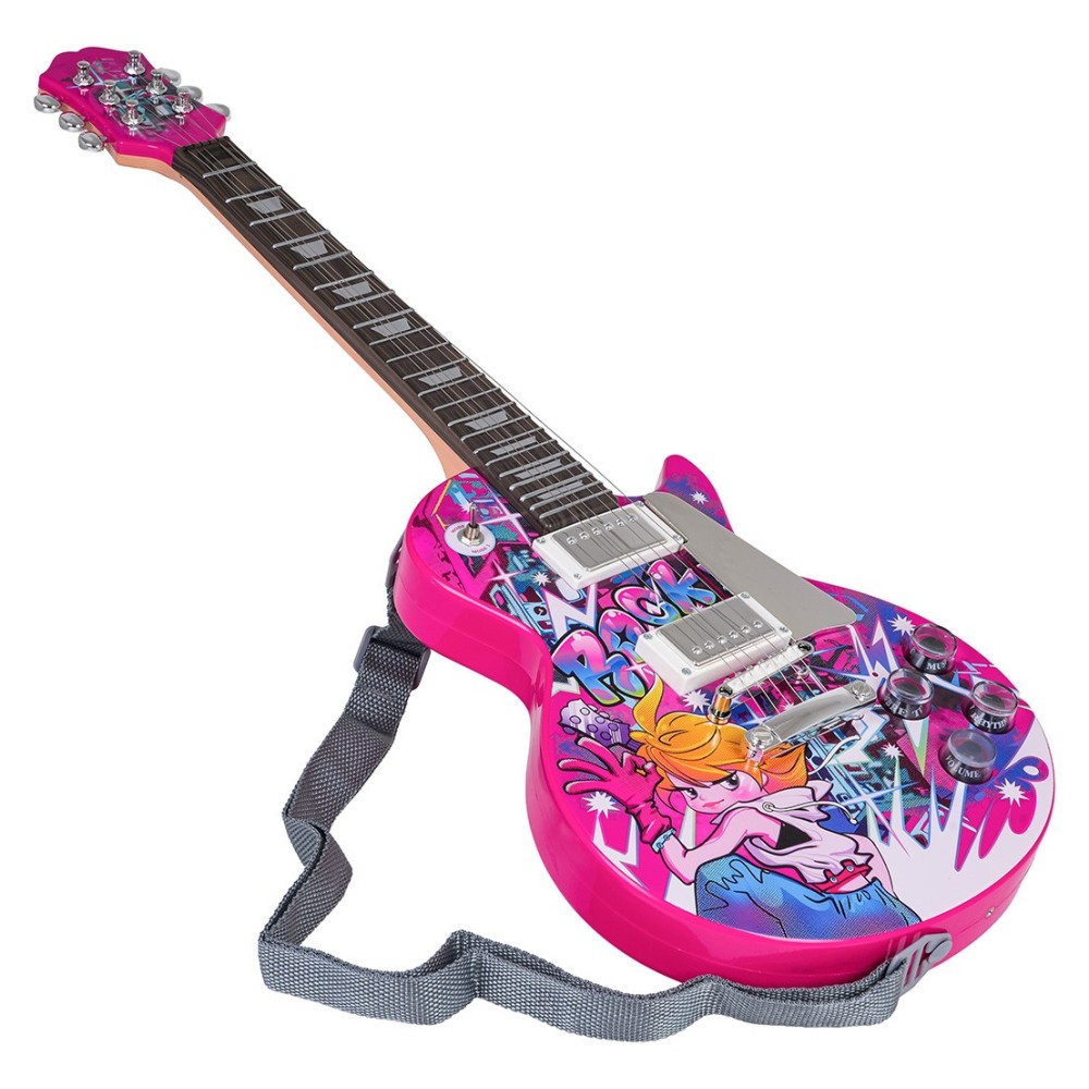 JOKO Detská Elektrická Gitara s mikfrofónom, ružová
