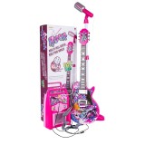 JOKO Sada Detská Elektrická Gitara s Kombom a Mikrofónom, ružová