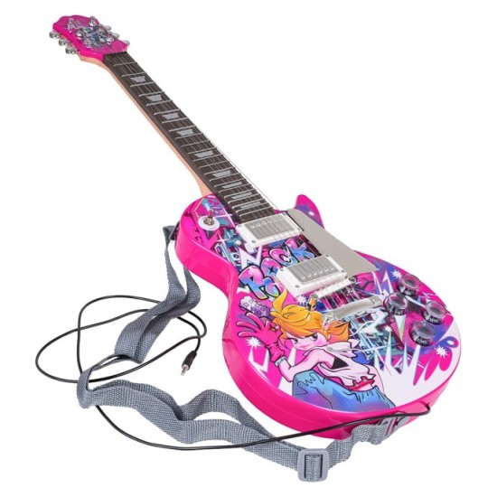 JOKO Sada Detská Elektrická Gitara s Kombom a Mikrofónom, ružová