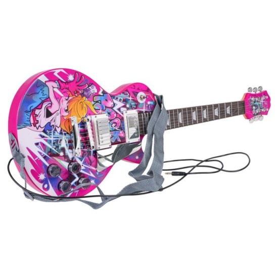 JOKO Sada Detská Elektrická Gitara s Kombom a Mikrofónom, ružová