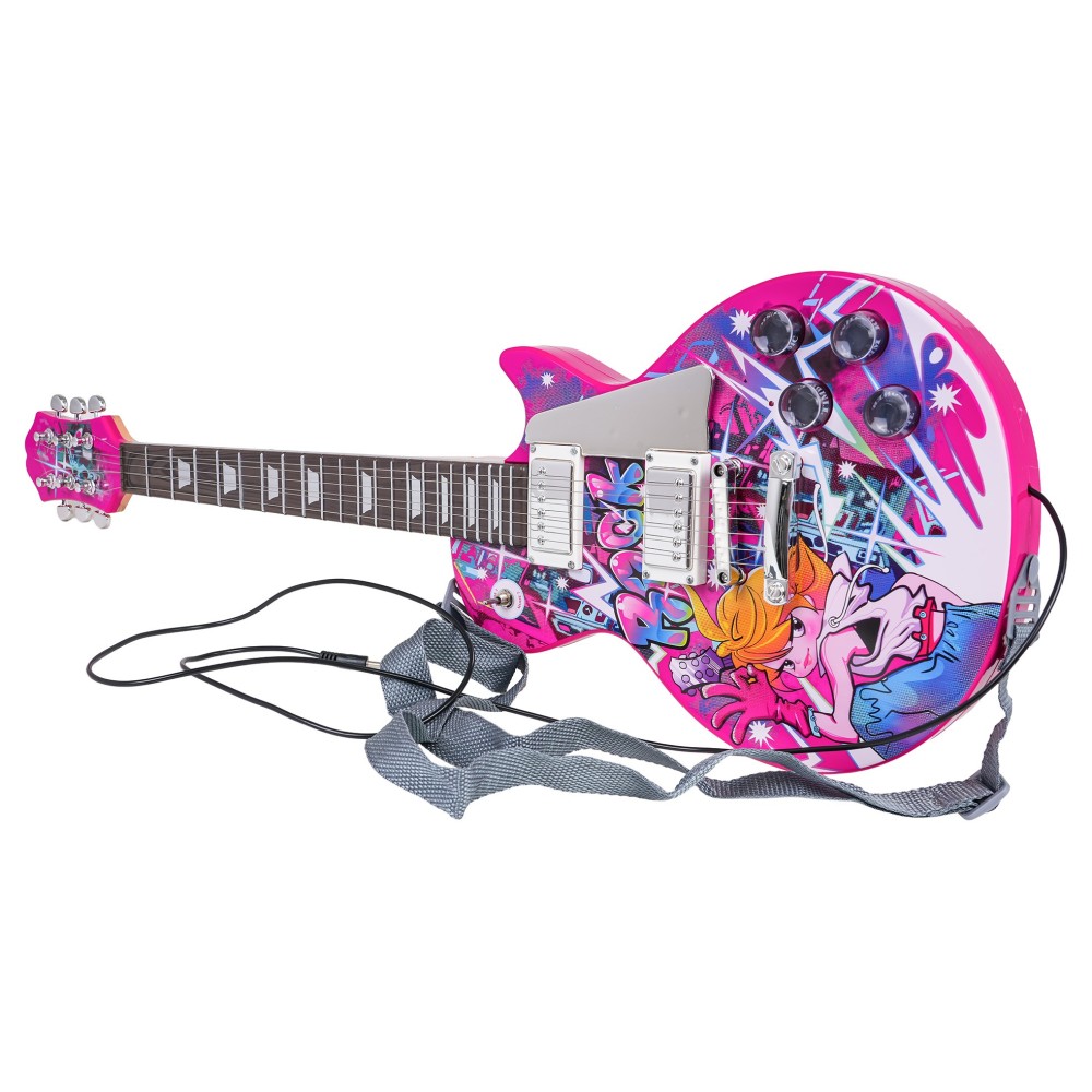 JOKO Sada Detská Elektrická Gitara s Kombom a Mikrofónom, ružová
