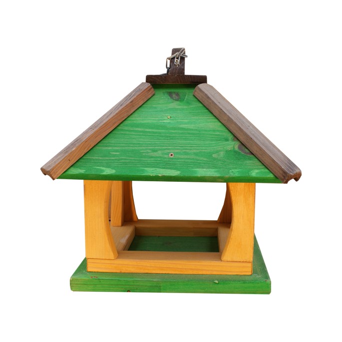 MKSTOR Drevené kŕmitko pre vtáky 35cmx32cmx26cm, vtáčia búdka, zelená
