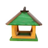 MKSTOR Drevené kŕmitko pre vtáky 35cmx32cmx26cm, vtáčia búdka, zelená