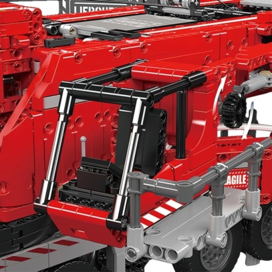 Mould King Technická Stavebnica Žeriav 8506ks na diaľkové ovládanie s 20 motormi, vysuvné rameno s dĺžkou 160cm, červený