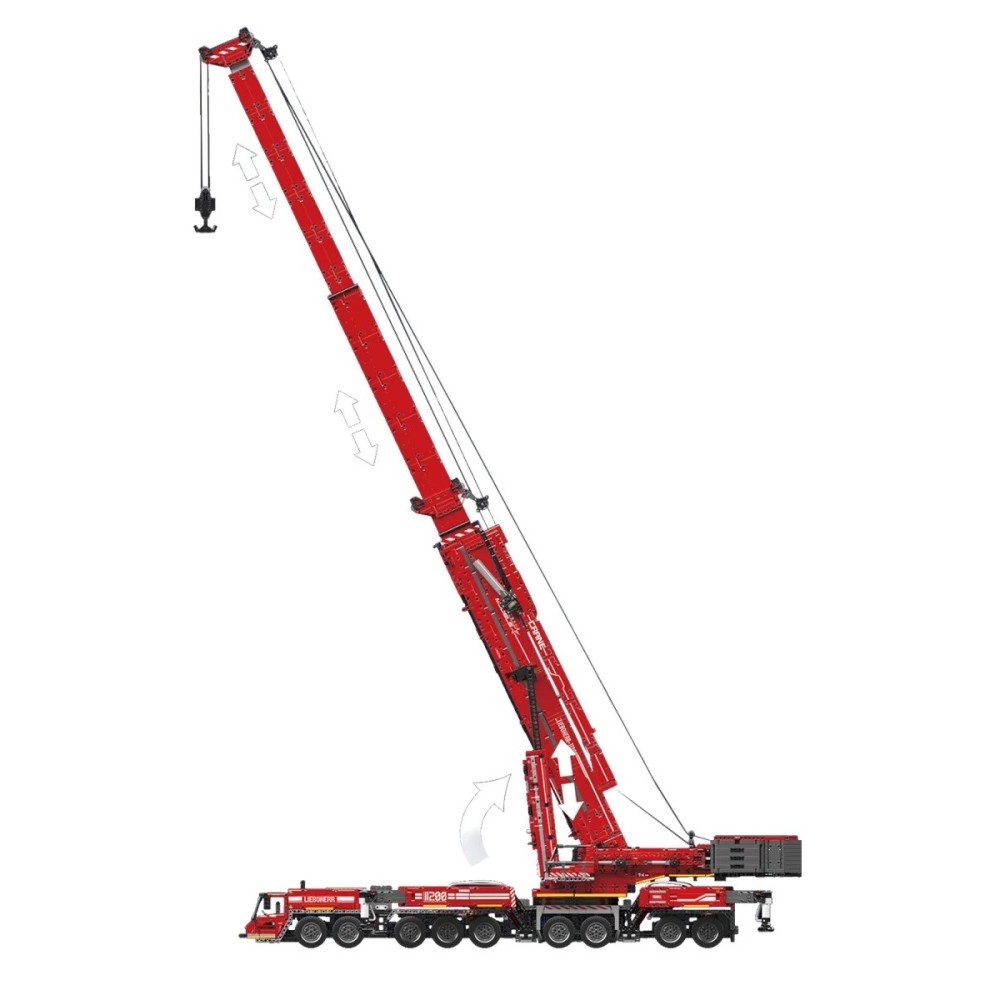Mould King Technická Stavebnica Žeriav 8506ks na diaľkové ovládanie s 20 motormi, vysuvné rameno s dĺžkou 160cm, červený
