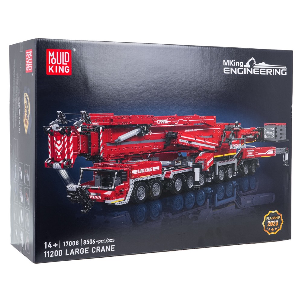 Mould King Technická Stavebnica Žeriav 8506ks na diaľkové ovládanie s 20 motormi, vysuvné rameno s dĺžkou 160cm, červený