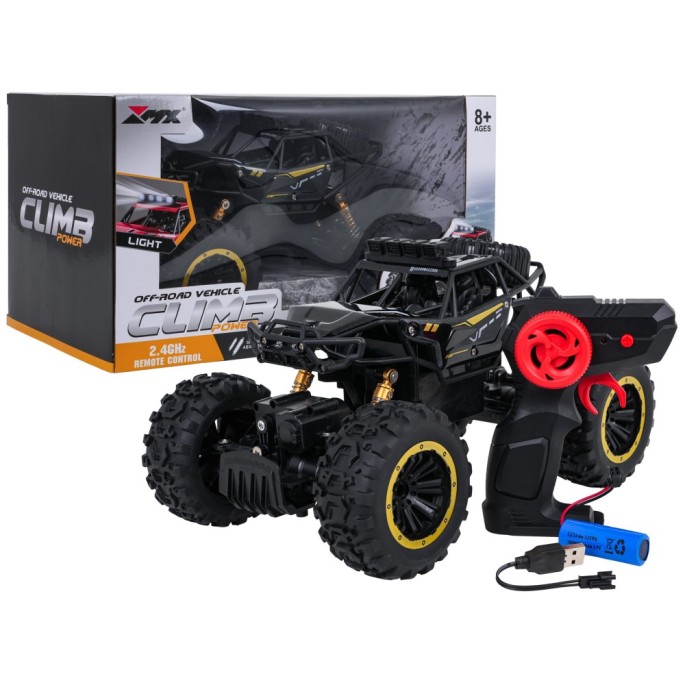 JOKO RC Kovové Auto Crawler Climb Power 4x4 na diaľkové ovládanie 1:18, Lakované +LED svetlá na streche