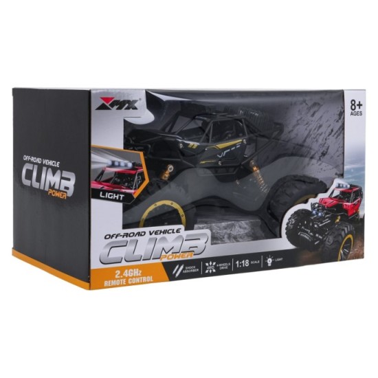 JOKO RC Kovové Auto Crawler Climb Power 4x4 na diaľkové ovládanie 1:18, Lakované +LED svetlá na streche
