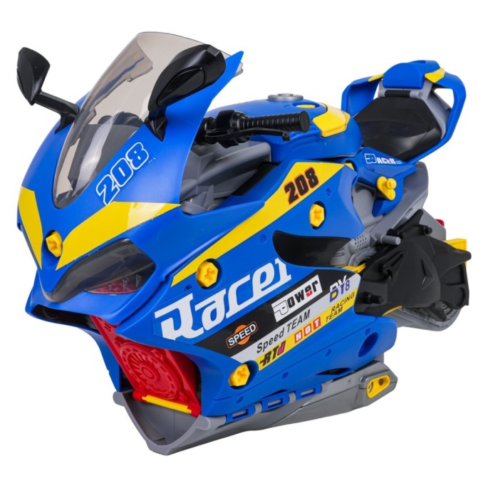 JOKO Parkovisko Motorka 38,5cm so svetlom, zvukom a DYMOVÝM Efektom + Autíčka, modré