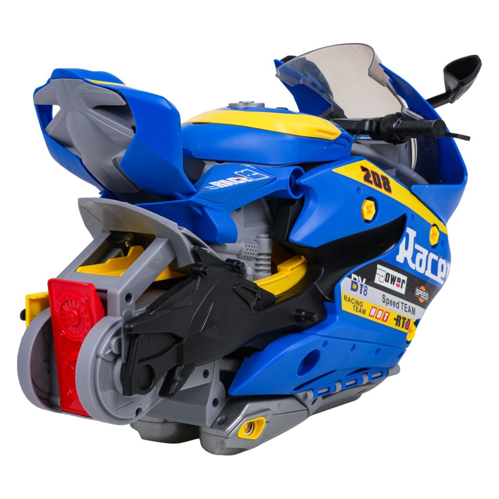 JOKO Parkovisko Motorka 38,5cm so svetlom, zvukom a DYMOVÝM Efektom + Autíčka, modré