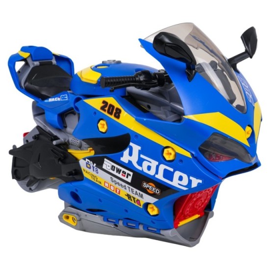 JOKO Parkovisko Motorka 38,5cm so svetlom, zvukom a DYMOVÝM Efektom + Autíčka, modré