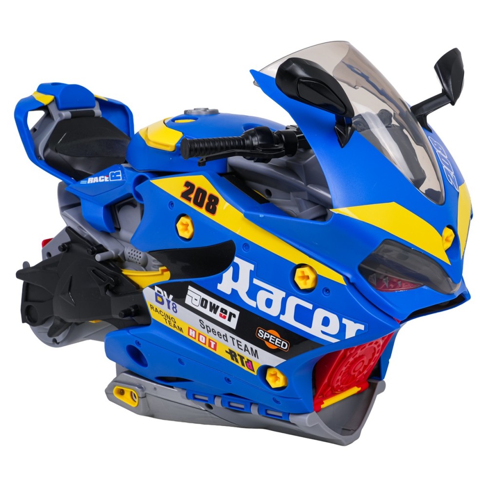 JOKO Parkovisko Motorka 38,5cm so svetlom, zvukom a DYMOVÝM Efektom + Autíčka, modré