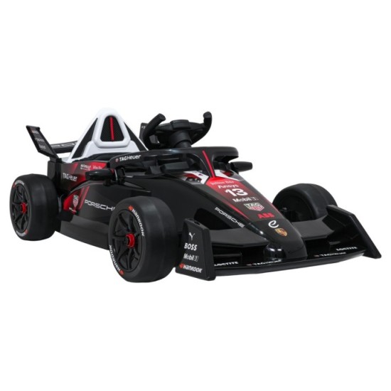 JOKO Elektrické Autíčko, Elektrická Formula Porsche Formula E, penové kolesá, kožené sedadlo, čierna