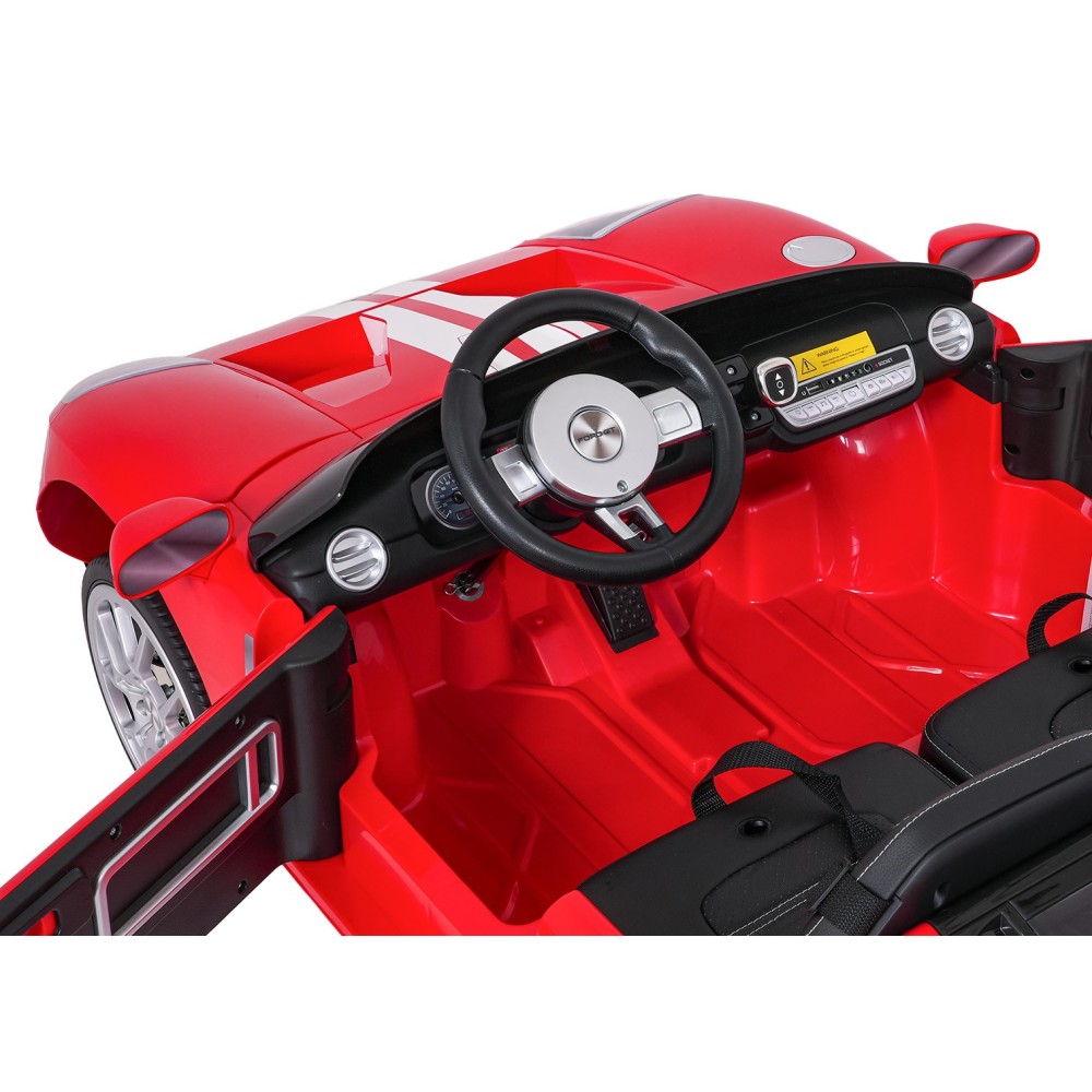 JOKO Elektrické autíčko Ford GT 4x100W, penové kolesá, kožené Dvojmiestne sedadlo,  Nosnosť 59kg, FM rádio,červené
