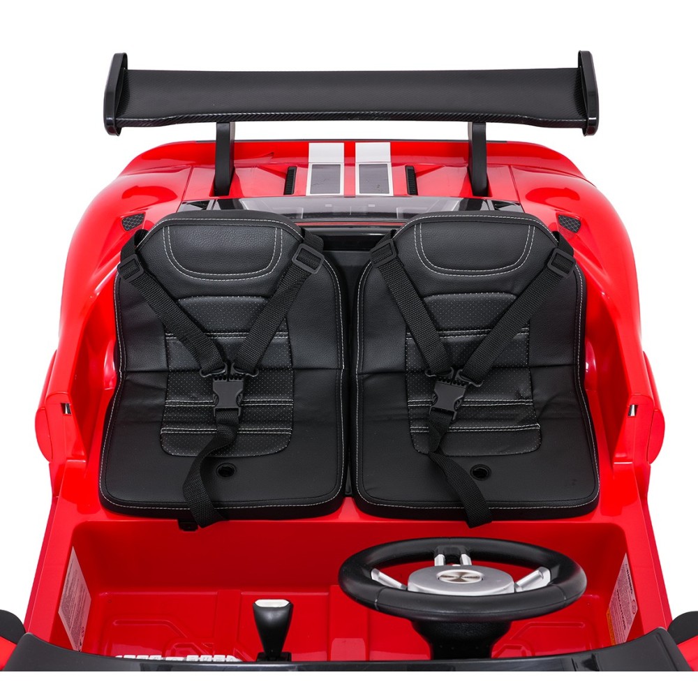JOKO Elektrické autíčko Ford GT 4x100W, penové kolesá, kožené Dvojmiestne sedadlo,  Nosnosť 59kg, FM rádio,červené