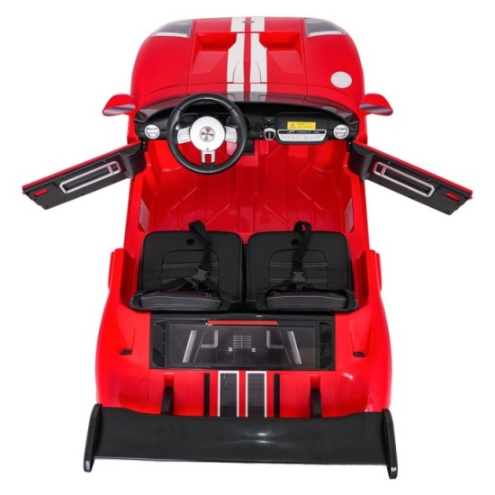 JOKO Elektrické autíčko Ford GT 4x100W, penové kolesá, kožené Dvojmiestne sedadlo,  Nosnosť 59kg, FM rádio,červené