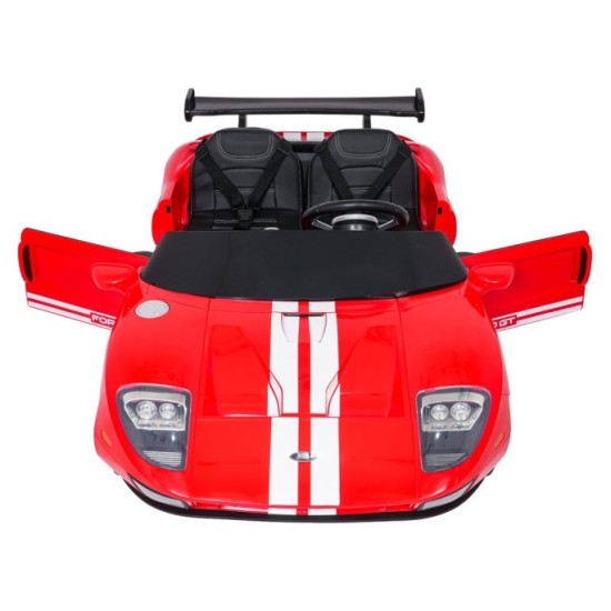 JOKO Elektrické autíčko Ford GT 4x100W, penové kolesá, kožené Dvojmiestne sedadlo,  Nosnosť 59kg, FM rádio,červené