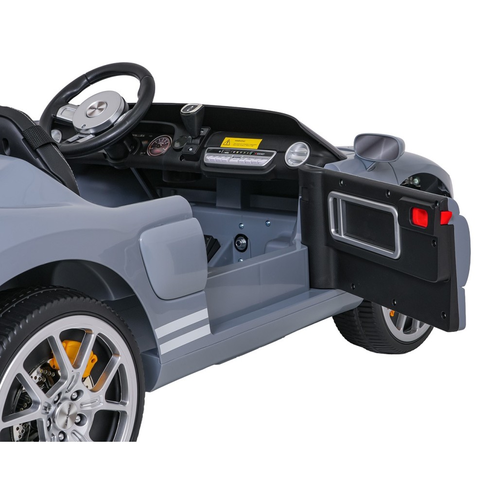 JOKO Elektrické autíčko Ford GT 4x100W, penové kolesá, kožené Dvojmiestne sedadlo,  Nosnosť 59kg, FM rádio, sivé