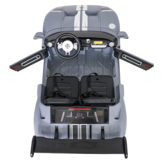 JOKO Elektrické autíčko Ford GT 4x100W, penové kolesá, kožené Dvojmiestne sedadlo,  Nosnosť 59kg, FM rádio, sivé