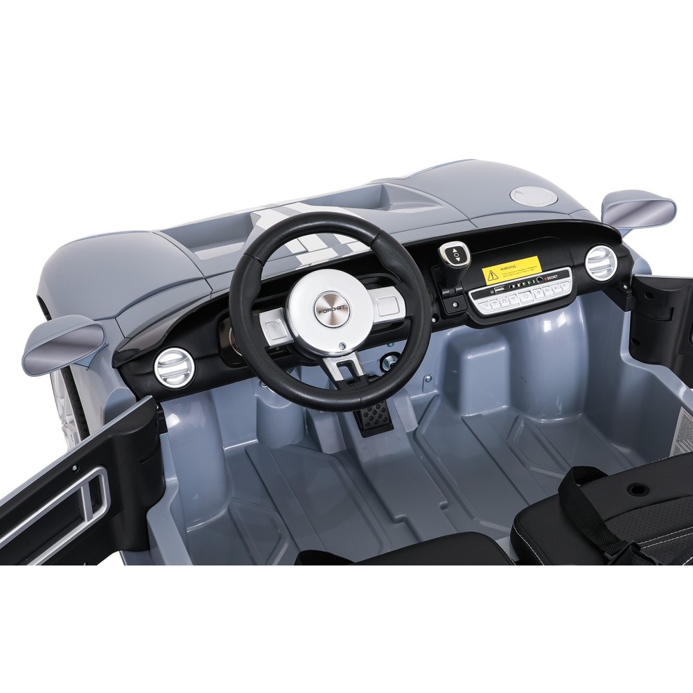 JOKO Elektrické autíčko Ford GT 4x100W, penové kolesá, kožené Dvojmiestne sedadlo,  Nosnosť 59kg, FM rádio, sivé