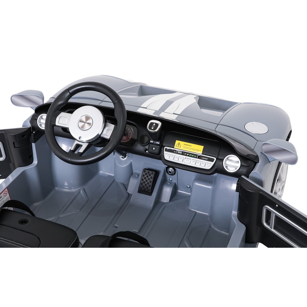JOKO Elektrické autíčko Ford GT 4x100W, penové kolesá, kožené Dvojmiestne sedadlo,  Nosnosť 59kg, FM rádio, sivé