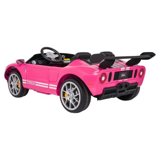 JOKO Elektrické autíčko Ford GT 4x100W, penové kolesá, kožené Dvojmiestne sedadlo,  Nosnosť 59kg, FM rádio, ružové