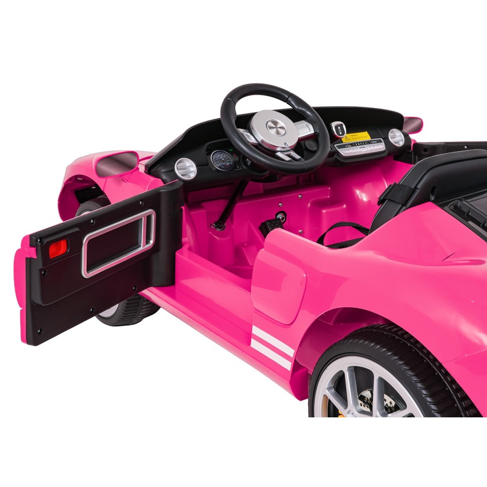 JOKO Elektrické autíčko Ford GT 4x100W, penové kolesá, kožené Dvojmiestne sedadlo,  Nosnosť 59kg, FM rádio, ružové