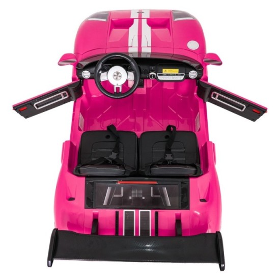JOKO Elektrické autíčko Ford GT 4x100W, penové kolesá, kožené Dvojmiestne sedadlo,  Nosnosť 59kg, FM rádio, ružové