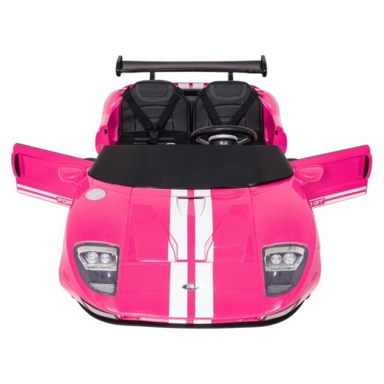 JOKO Elektrické autíčko Ford GT 4x100W, penové kolesá, kožené Dvojmiestne sedadlo,  Nosnosť 59kg, FM rádio, ružové