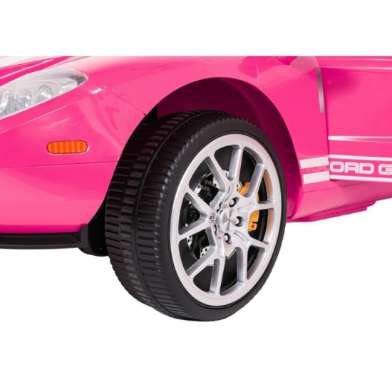JOKO Elektrické autíčko Ford GT 4x100W, penové kolesá, kožené Dvojmiestne sedadlo,  Nosnosť 59kg, FM rádio, ružové