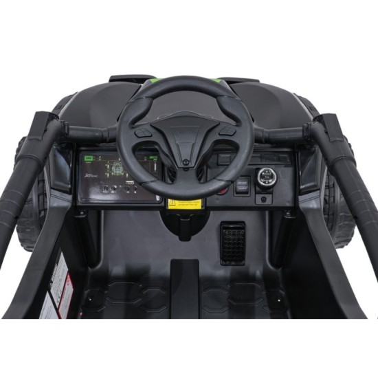 JOKO Elektrické autíčko Buggy Kawasaki TERYX KRX1000 4x4, penové kolesá, kožené sedadlo, čierne