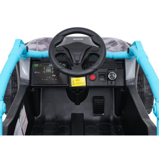 JOKO Elektrické autíčko Buggy Kawasaki TERYX KRX1000 4x4, penové kolesá, kožené sedadlo, modré